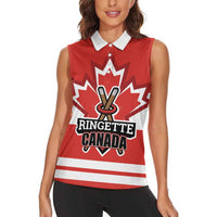 Custom Canada Ringuette Women Sleeveless Polo Shirt Team Canada Dominates The Game