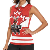 Custom Canada Ringuette Women Sleeveless Polo Shirt Team Canada Dominates The Game