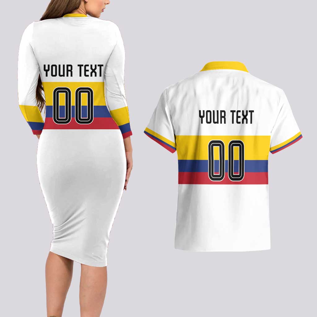 Custom Football 2024 Colombia 100th Anniversary Couples Matching Long Sleeve Bodycon Dress and Hawaiian Shirt Limited Edition