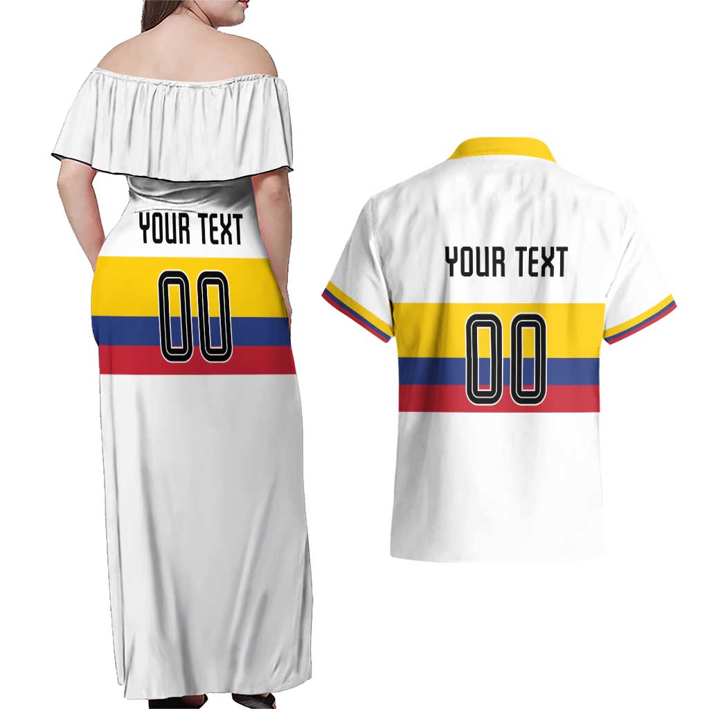 Custom Football 2024 Colombia 100th Anniversary Couples Matching Off Shoulder Maxi Dress and Hawaiian Shirt Limited Edition