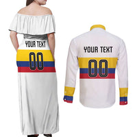 Custom Football 2024 Colombia 100th Anniversary Couples Matching Off Shoulder Maxi Dress and Long Sleeve Button Shirt Limited Edition