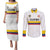Custom Football 2024 Colombia 100th Anniversary Couples Matching Puletasi and Long Sleeve Button Shirt Limited Edition