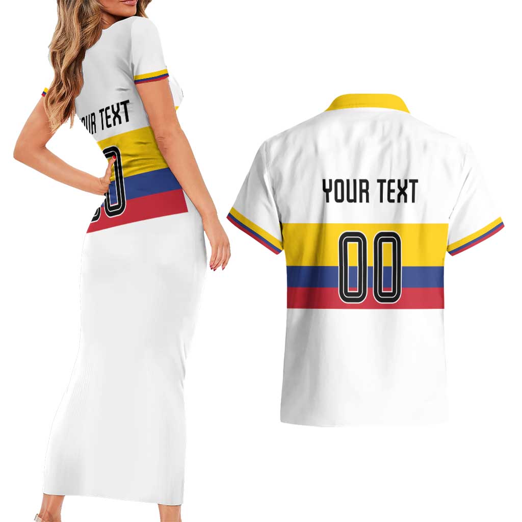 Custom Football 2024 Colombia 100th Anniversary Couples Matching Short Sleeve Bodycon Dress and Hawaiian Shirt Limited Edition