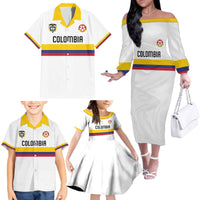 Custom Football 2024 Colombia 100th Anniversary Family Matching Off The Shoulder Long Sleeve Dress and Hawaiian Shirt Limited Edition