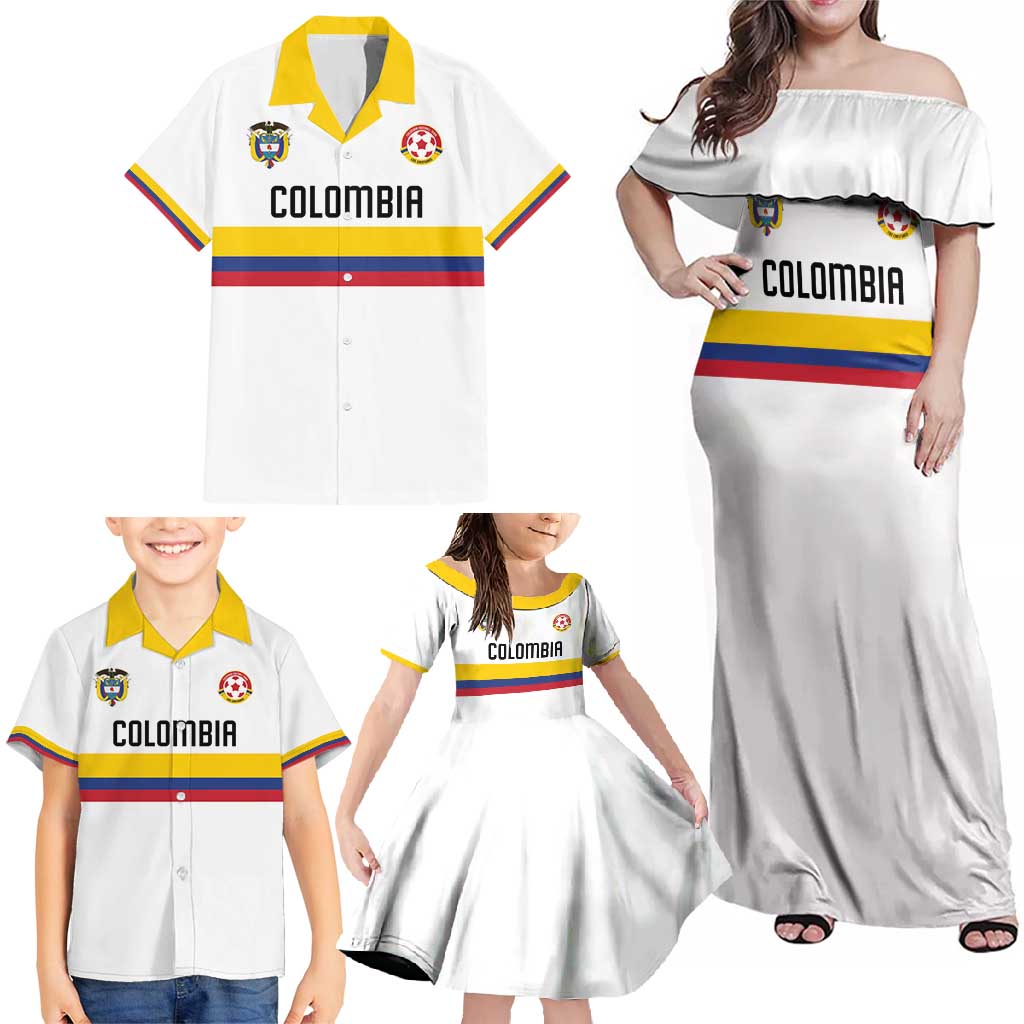 Custom Football 2024 Colombia 100th Anniversary Family Matching Off Shoulder Maxi Dress and Hawaiian Shirt Limited Edition