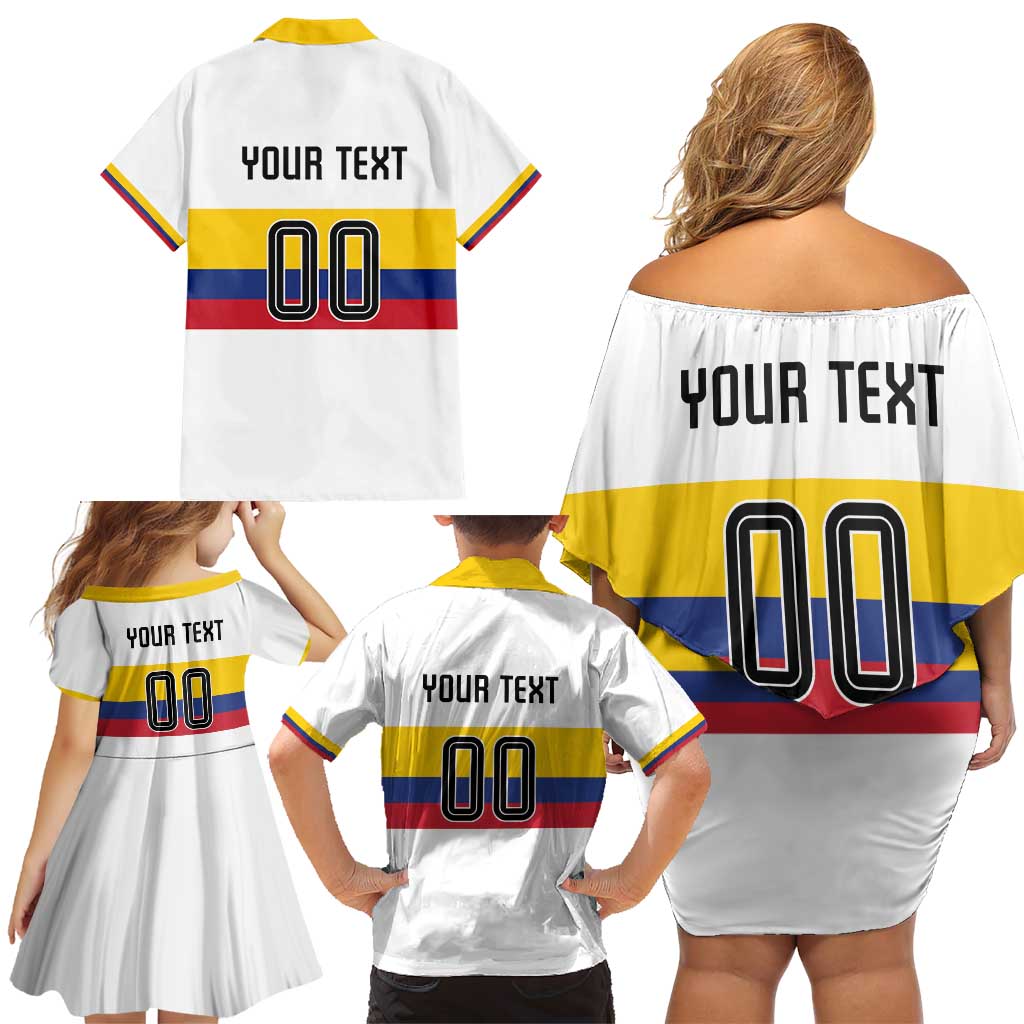 Custom Football 2024 Colombia 100th Anniversary Family Matching Off Shoulder Short Dress and Hawaiian Shirt Limited Edition