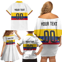 Custom Football 2024 Colombia 100th Anniversary Family Matching Off Shoulder Short Dress and Hawaiian Shirt Limited Edition
