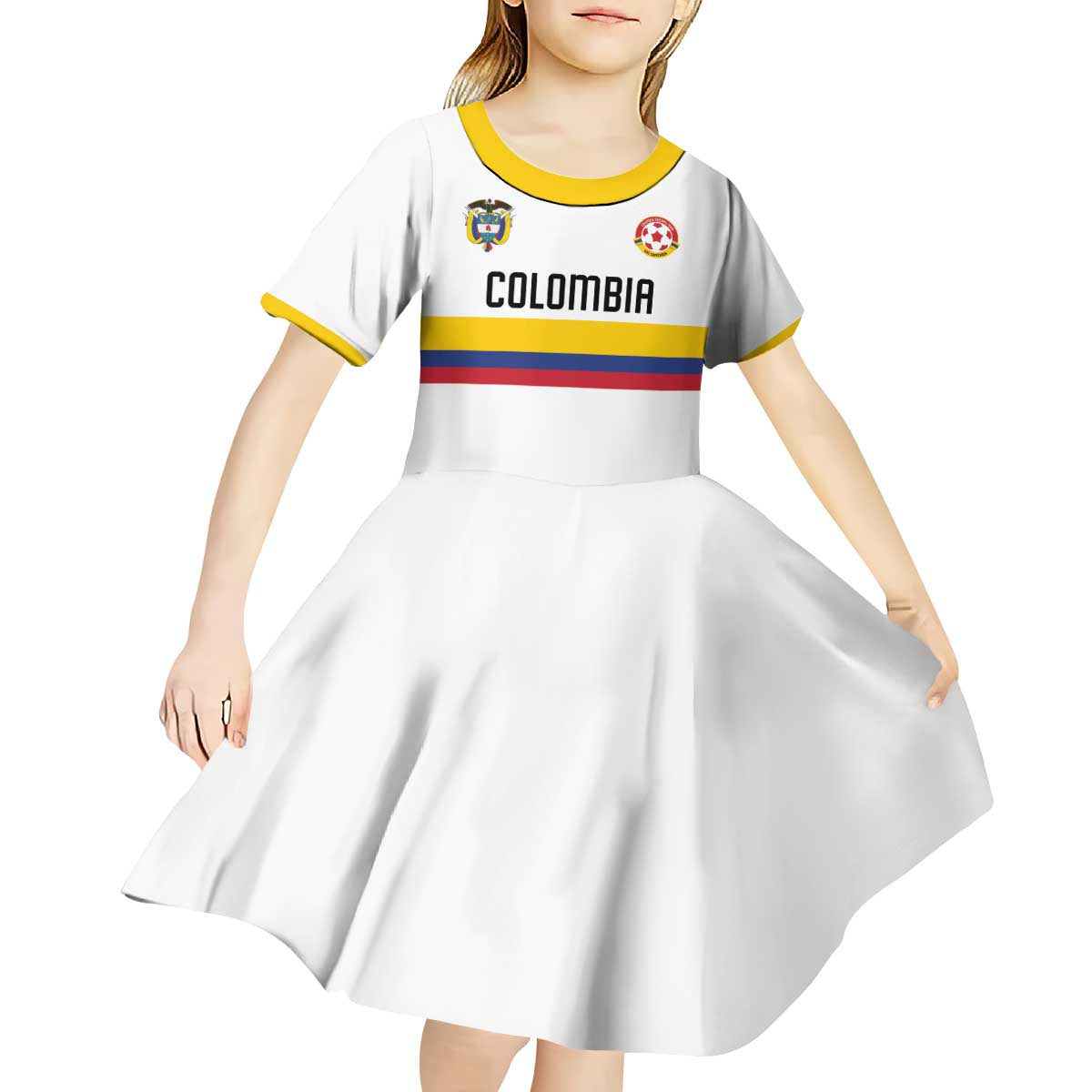 Custom Football 2024 Colombia 100th Anniversary Kid Short Sleeve Dress Limited Edition