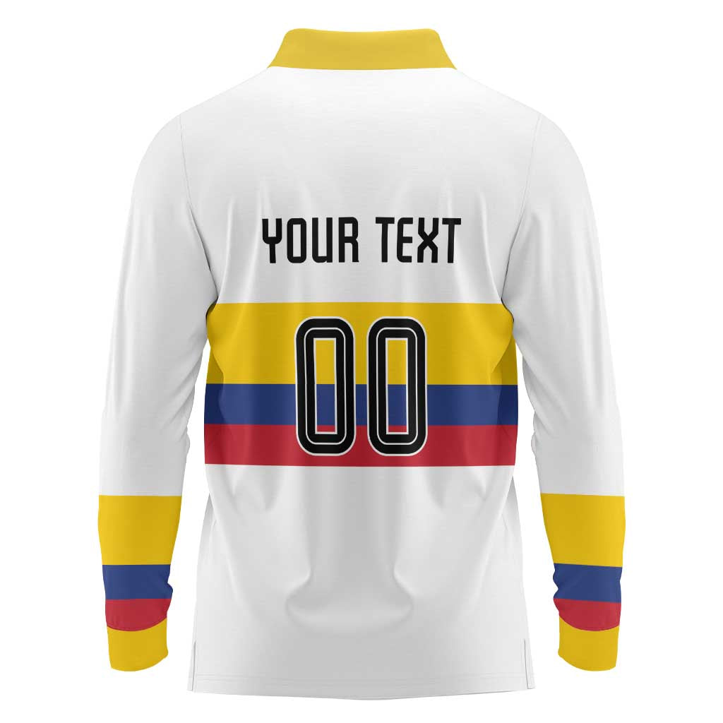 Custom Football 2024 Colombia 100th Anniversary Long Sleeve Polo Shirt Limited Edition