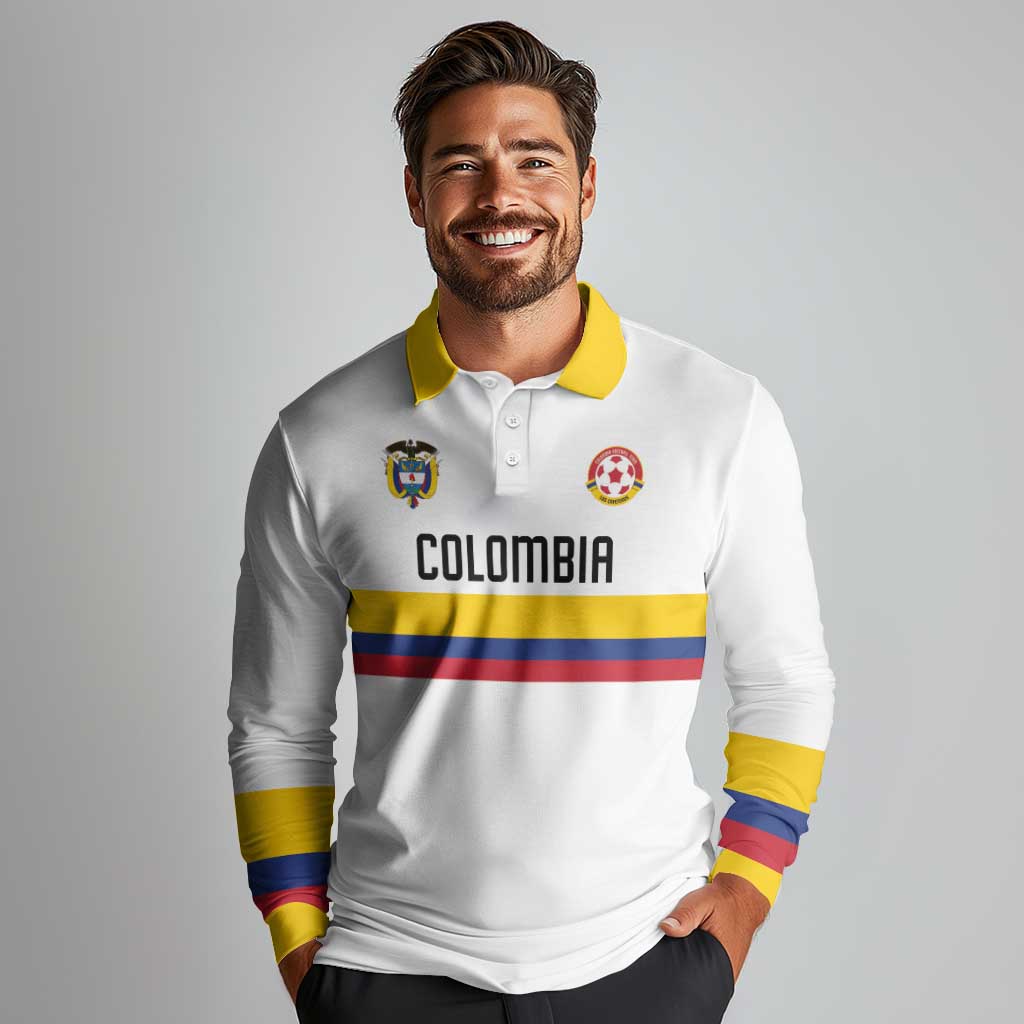 Custom Football 2024 Colombia 100th Anniversary Long Sleeve Polo Shirt Limited Edition