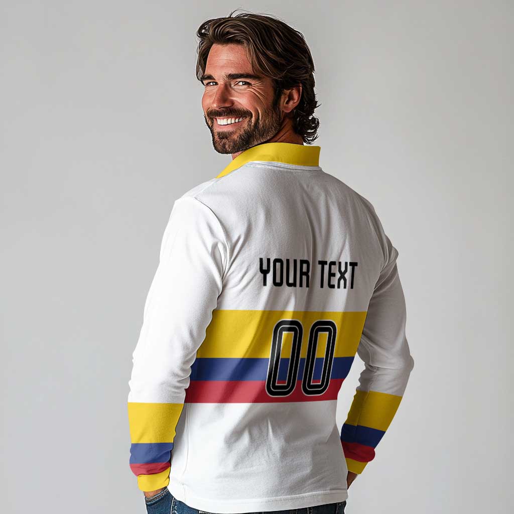 Custom Football 2024 Colombia 100th Anniversary Long Sleeve Polo Shirt Limited Edition