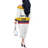 Custom Football 2024 Colombia 100th Anniversary Off The Shoulder Long Sleeve Dress Limited Edition