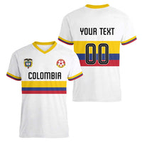 Custom Football 2024 Colombia 100th Anniversary Women V-Neck T-Shirt Limited Edition