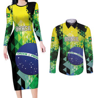 Personalized Brasil Couples Matching Long Sleeve Bodycon Dress and Long Sleeve Button Shirt Dynamic Sporty Style