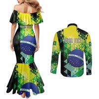 Personalized Brasil Couples Matching Mermaid Dress and Long Sleeve Button Shirt Dynamic Sporty Style