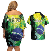Personalized Brasil Couples Matching Off Shoulder Short Dress and Hawaiian Shirt Dynamic Sporty Style
