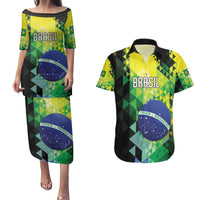 Personalized Brasil Couples Matching Puletasi and Hawaiian Shirt Dynamic Sporty Style