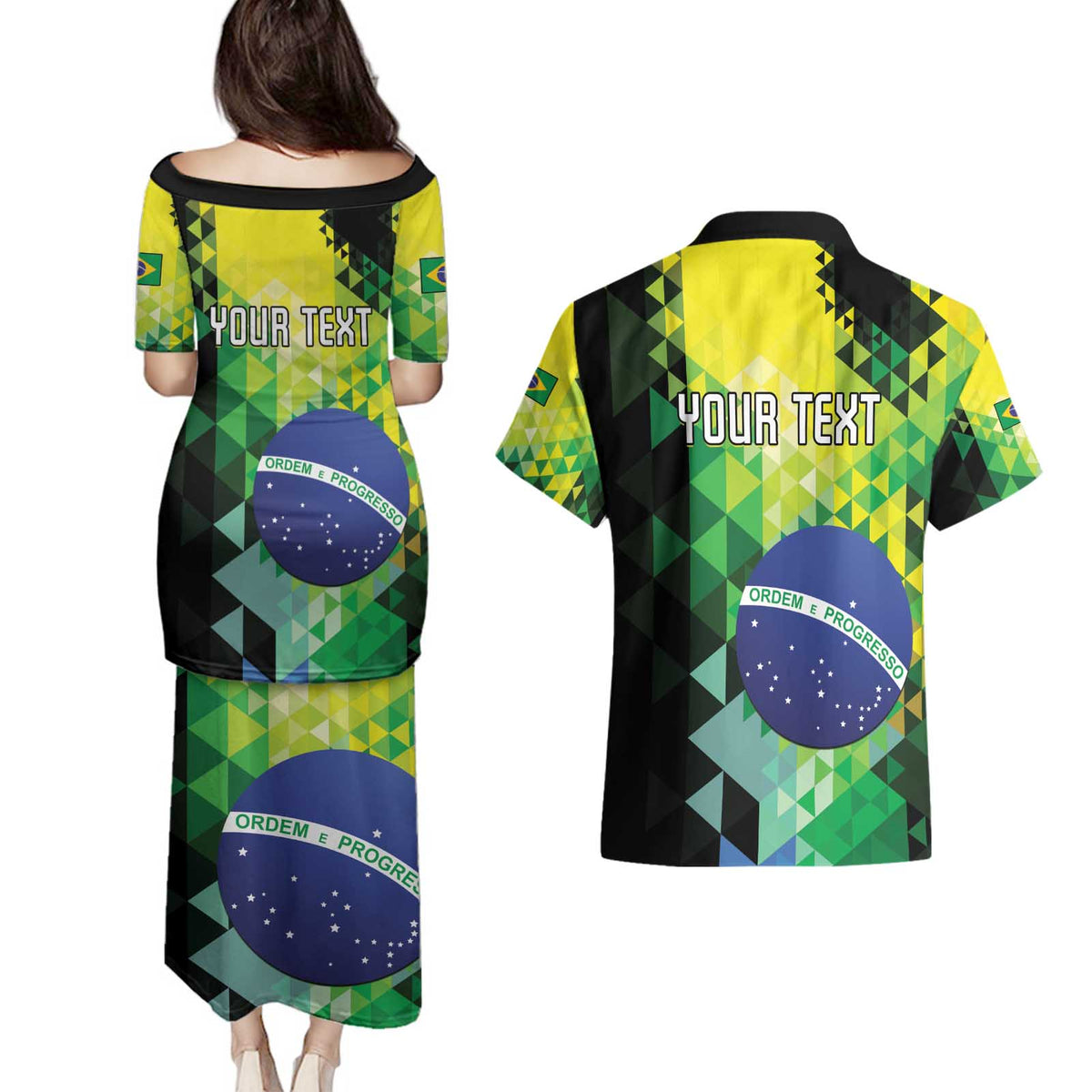 Personalized Brasil Couples Matching Puletasi and Hawaiian Shirt Dynamic Sporty Style