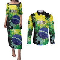Personalized Brasil Couples Matching Puletasi and Long Sleeve Button Shirt Dynamic Sporty Style
