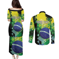 Personalized Brasil Couples Matching Puletasi and Long Sleeve Button Shirt Dynamic Sporty Style