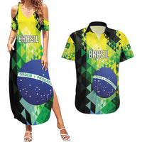 Personalized Brasil Couples Matching Summer Maxi Dress and Hawaiian Shirt Dynamic Sporty Style