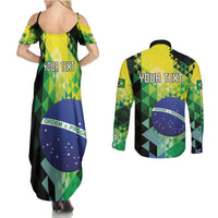Personalized Brasil Couples Matching Summer Maxi Dress and Long Sleeve Button Shirt Dynamic Sporty Style