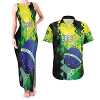 Personalized Brasil Couples Matching Tank Maxi Dress and Hawaiian Shirt Dynamic Sporty Style