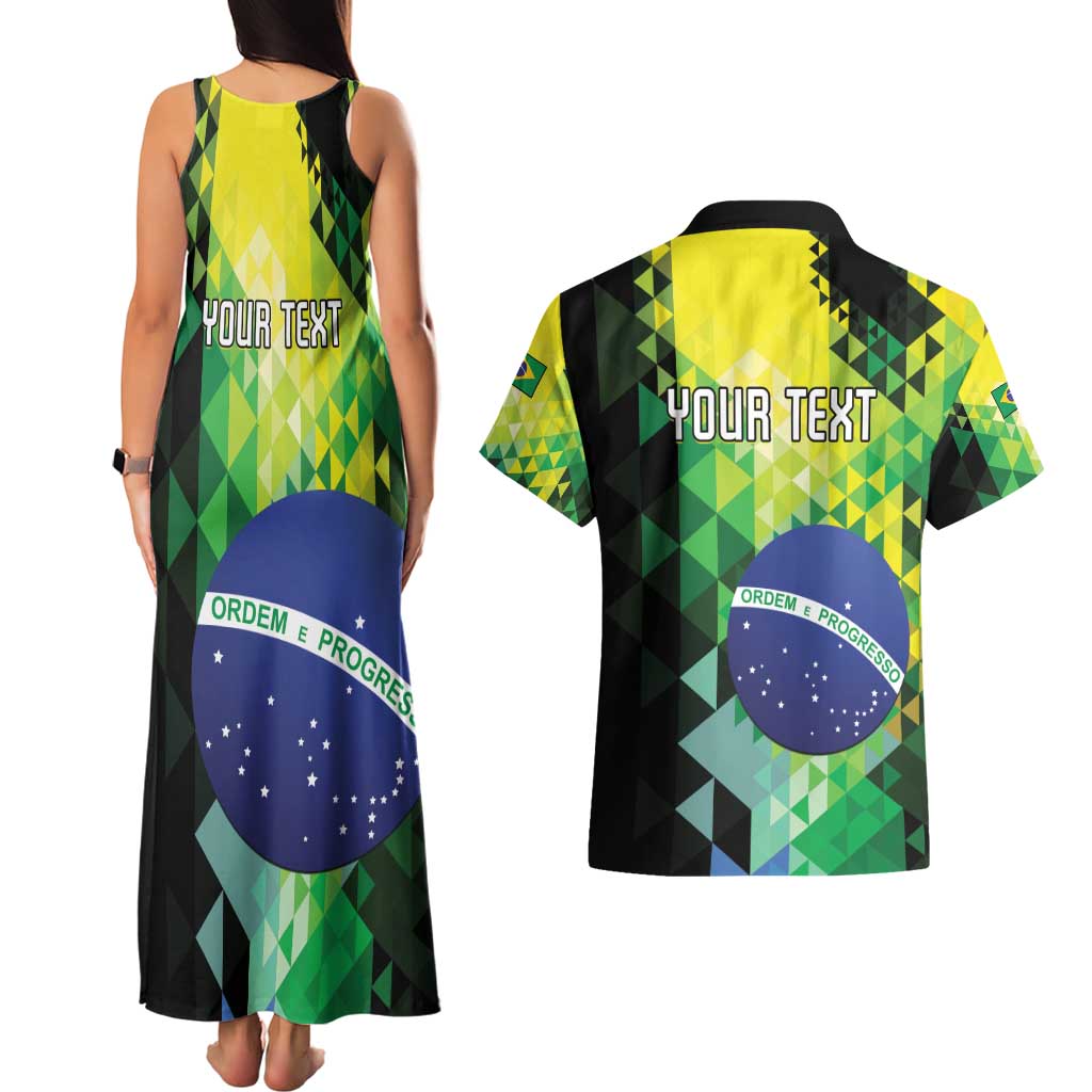 Personalized Brasil Couples Matching Tank Maxi Dress and Hawaiian Shirt Dynamic Sporty Style