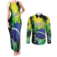 Personalized Brasil Couples Matching Tank Maxi Dress and Long Sleeve Button Shirt Dynamic Sporty Style