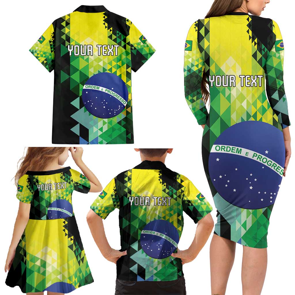 Personalized Brasil Family Matching Long Sleeve Bodycon Dress and Hawaiian Shirt Dynamic Sporty Style