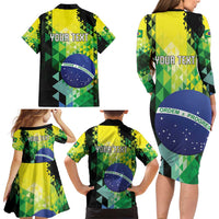 Personalized Brasil Family Matching Long Sleeve Bodycon Dress and Hawaiian Shirt Dynamic Sporty Style