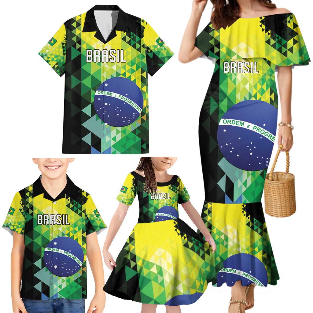 Personalized Brasil Family Matching Mermaid Dress and Hawaiian Shirt Dynamic Sporty Style