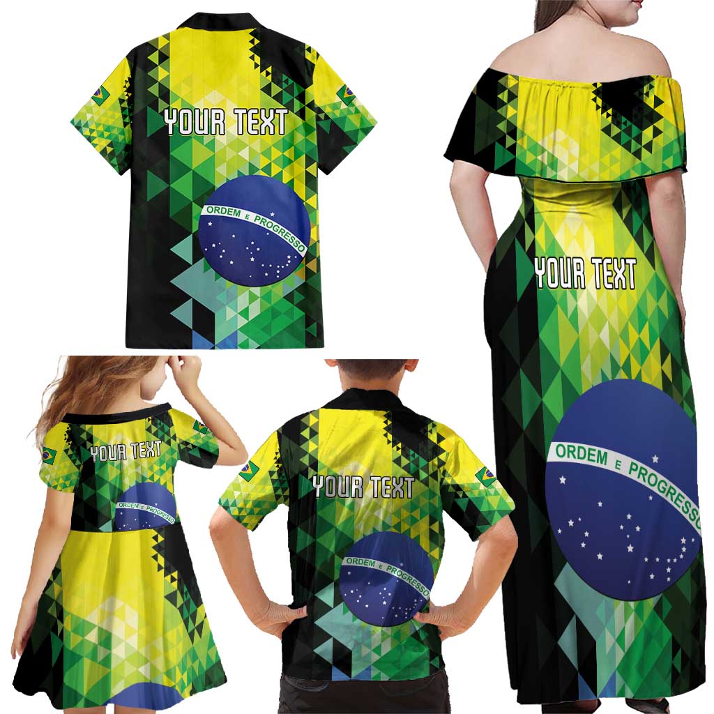 Personalized Brasil Family Matching Off Shoulder Maxi Dress and Hawaiian Shirt Dynamic Sporty Style