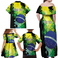 Personalized Brasil Family Matching Off Shoulder Maxi Dress and Hawaiian Shirt Dynamic Sporty Style