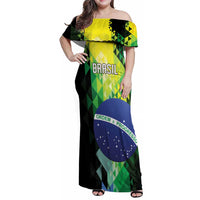 Personalized Brasil Family Matching Off Shoulder Maxi Dress and Hawaiian Shirt Dynamic Sporty Style