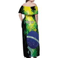 Personalized Brasil Family Matching Off Shoulder Maxi Dress and Hawaiian Shirt Dynamic Sporty Style