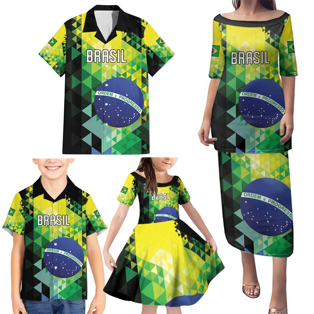 Personalized Brasil Family Matching Puletasi and Hawaiian Shirt Dynamic Sporty Style