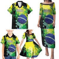 Personalized Brasil Family Matching Puletasi and Hawaiian Shirt Dynamic Sporty Style
