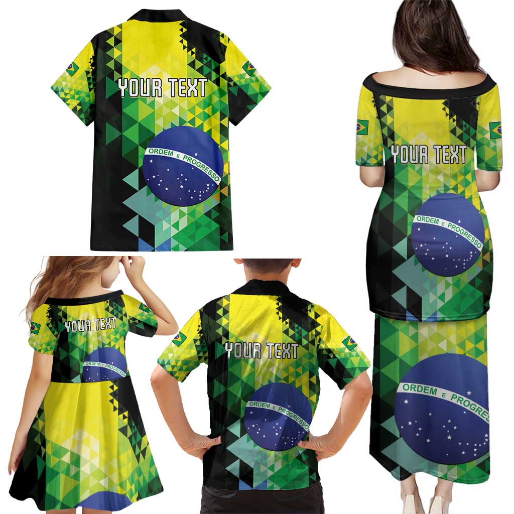 Personalized Brasil Family Matching Puletasi and Hawaiian Shirt Dynamic Sporty Style