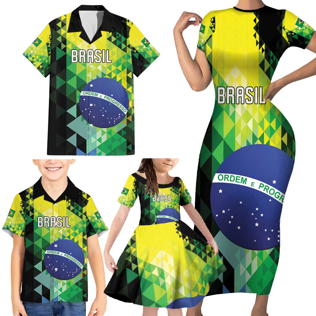 Personalized Brasil Family Matching Short Sleeve Bodycon Dress and Hawaiian Shirt Dynamic Sporty Style