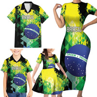 Personalized Brasil Family Matching Short Sleeve Bodycon Dress and Hawaiian Shirt Dynamic Sporty Style