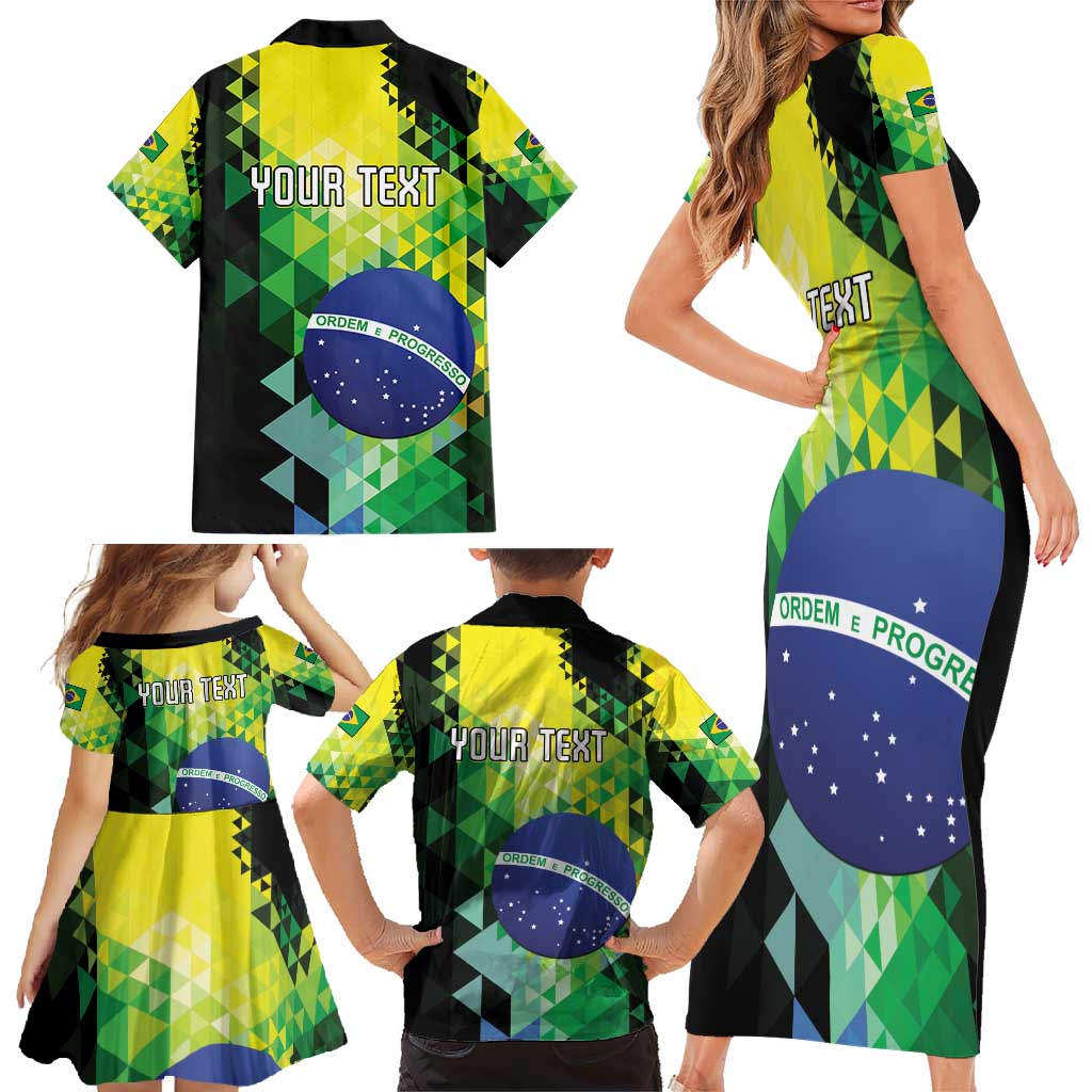 Personalized Brasil Family Matching Short Sleeve Bodycon Dress and Hawaiian Shirt Dynamic Sporty Style
