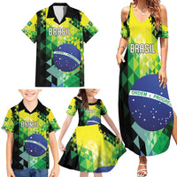 Personalized Brasil Family Matching Summer Maxi Dress and Hawaiian Shirt Dynamic Sporty Style