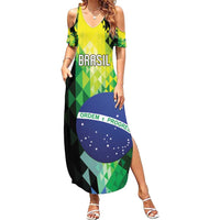 Personalized Brasil Family Matching Summer Maxi Dress and Hawaiian Shirt Dynamic Sporty Style