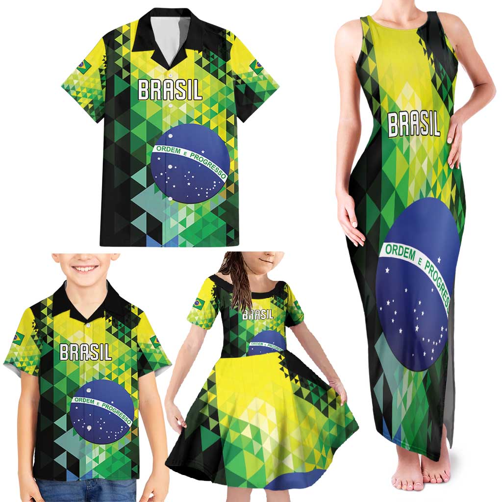 Personalized Brasil Family Matching Tank Maxi Dress and Hawaiian Shirt Dynamic Sporty Style