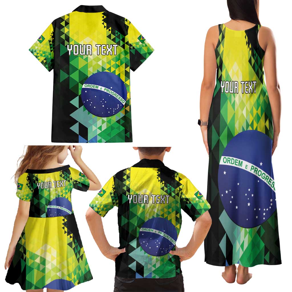 Personalized Brasil Family Matching Tank Maxi Dress and Hawaiian Shirt Dynamic Sporty Style