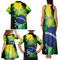 Personalized Brasil Family Matching Tank Maxi Dress and Hawaiian Shirt Dynamic Sporty Style