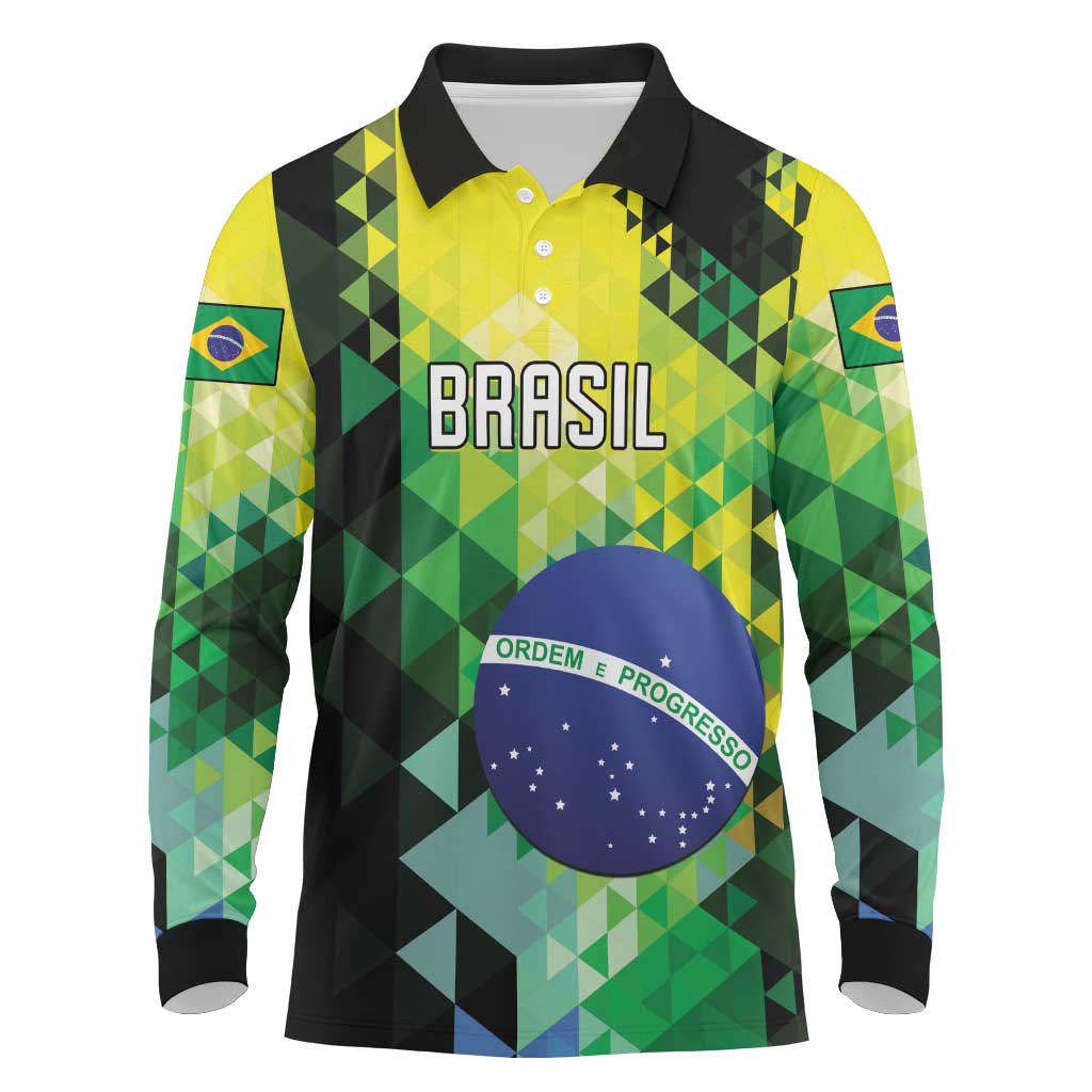 Personalized Brasil Long Sleeve Polo Shirt Dynamic Sporty Style