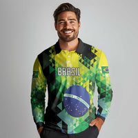 Personalized Brasil Long Sleeve Polo Shirt Dynamic Sporty Style