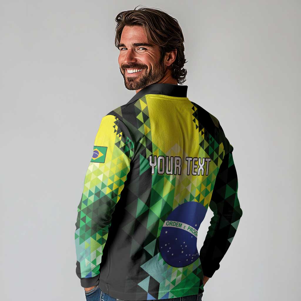 Personalized Brasil Long Sleeve Polo Shirt Dynamic Sporty Style